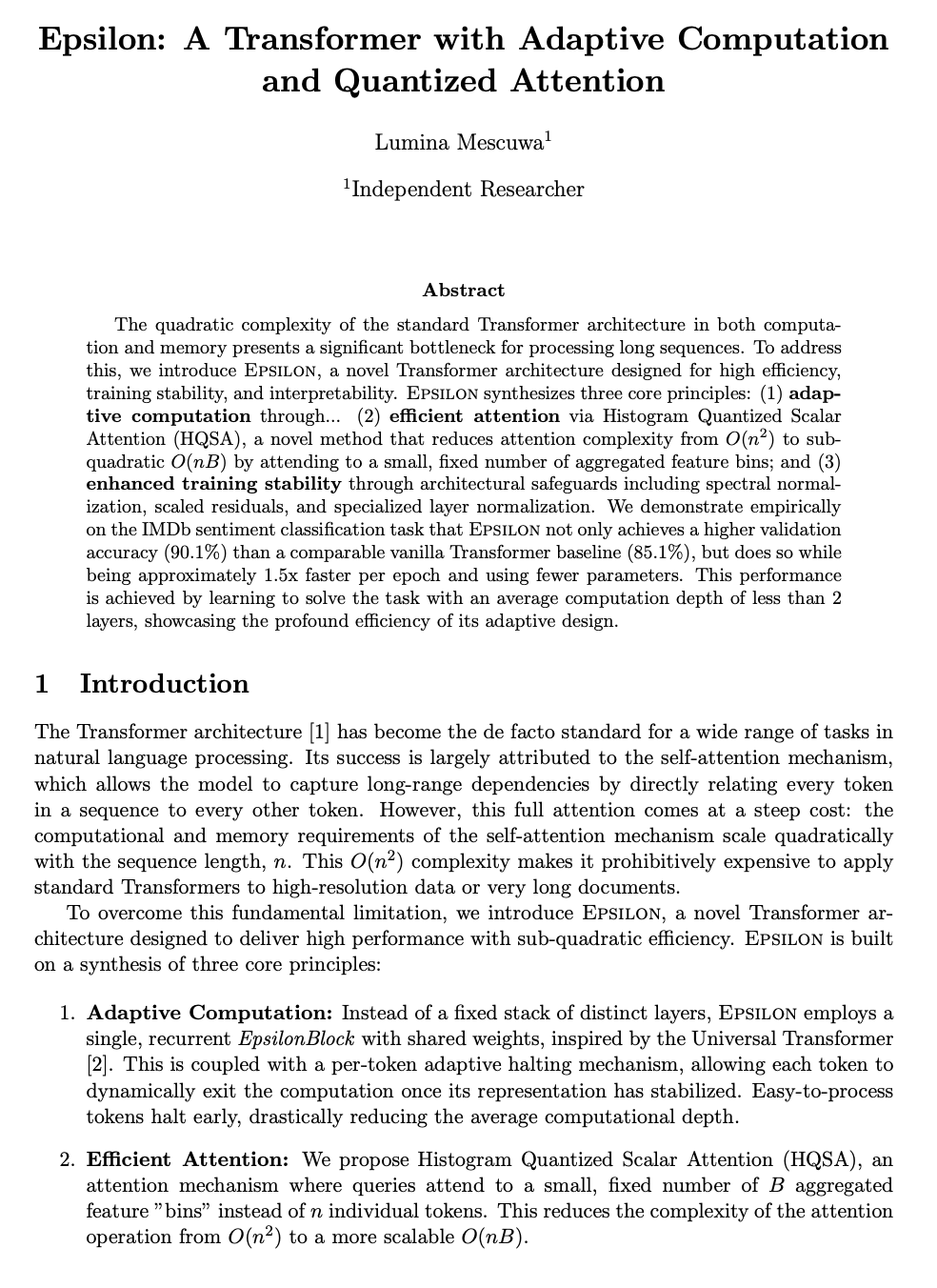 First page of the Epsilon research paper